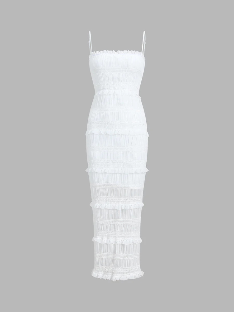 Thalassa | Women’s Midi Dress | Ruffle Zippered Aegean