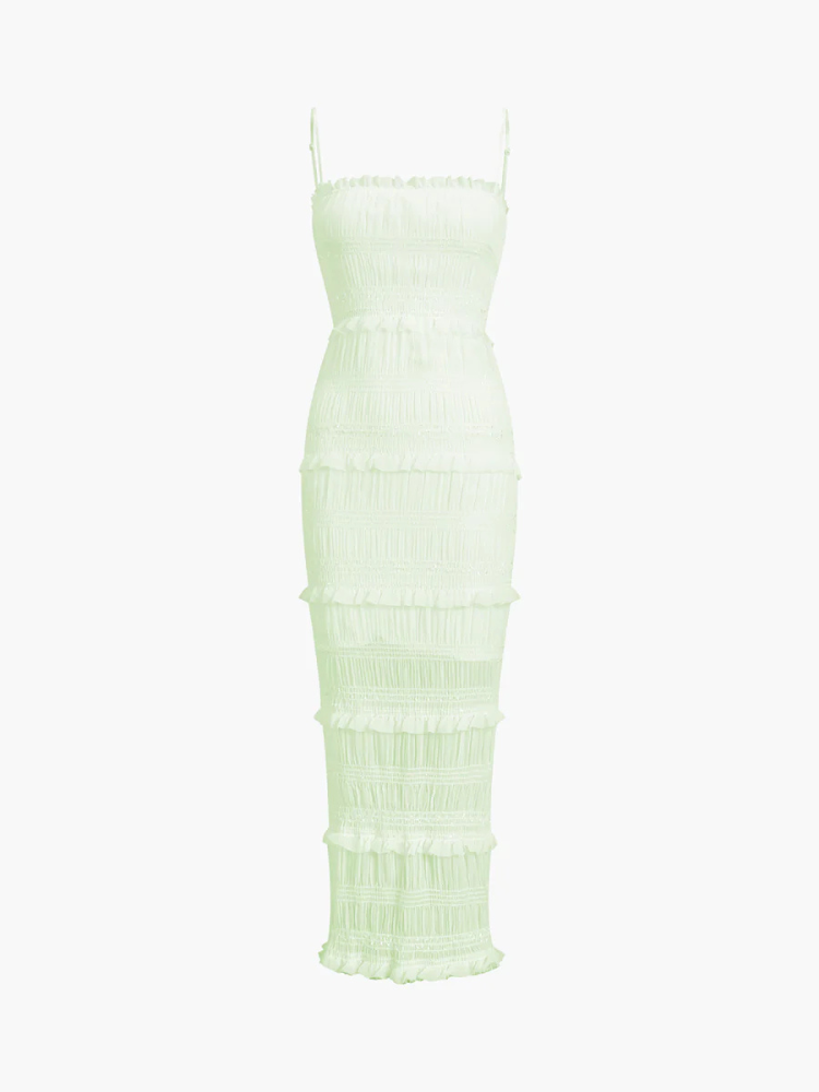 Thalassa | Women’s Midi Dress | Ruffle Zippered Aegean