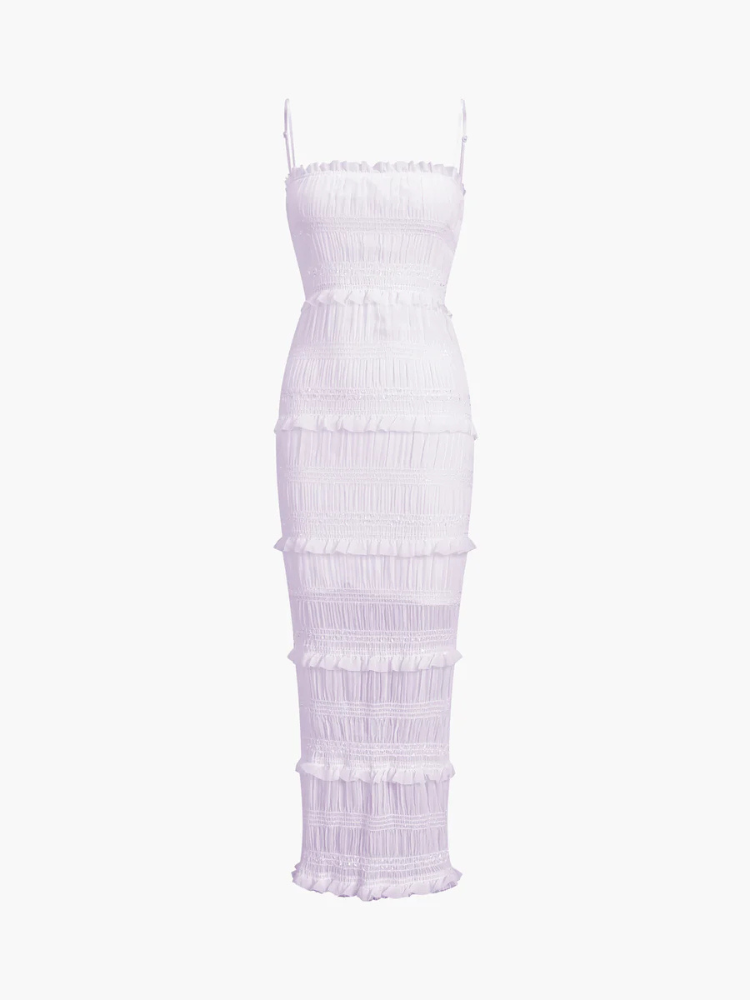 Thalassa | Women’s Midi Dress | Ruffle Zippered Aegean