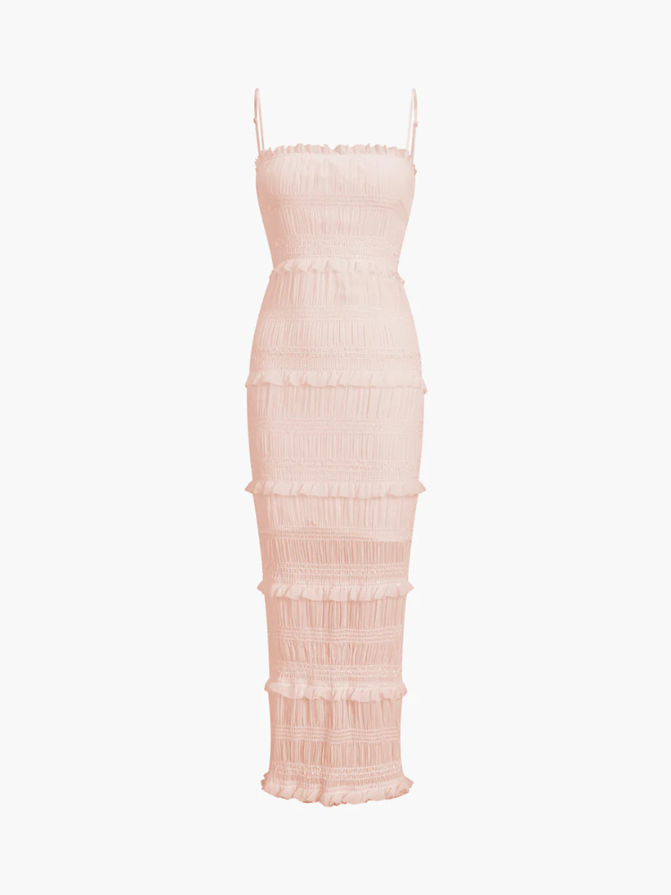 Thalassa | Women’s Midi Dress | Ruffle Zippered Aegean
