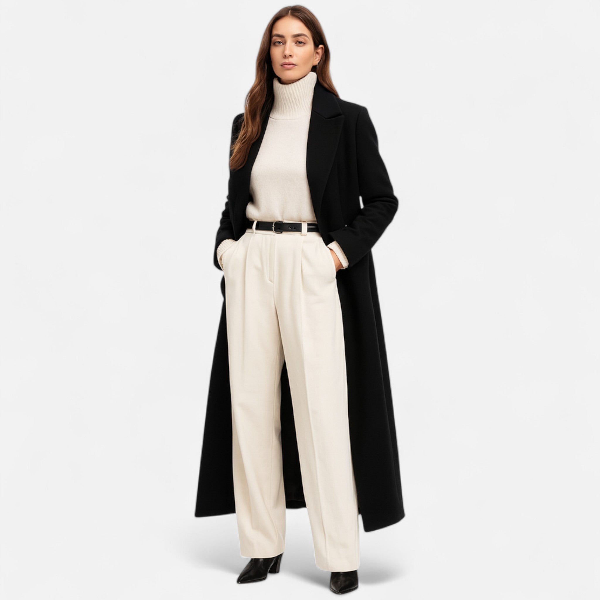 Women’s Long Maxi Overcoat - Tailored Fit in Black