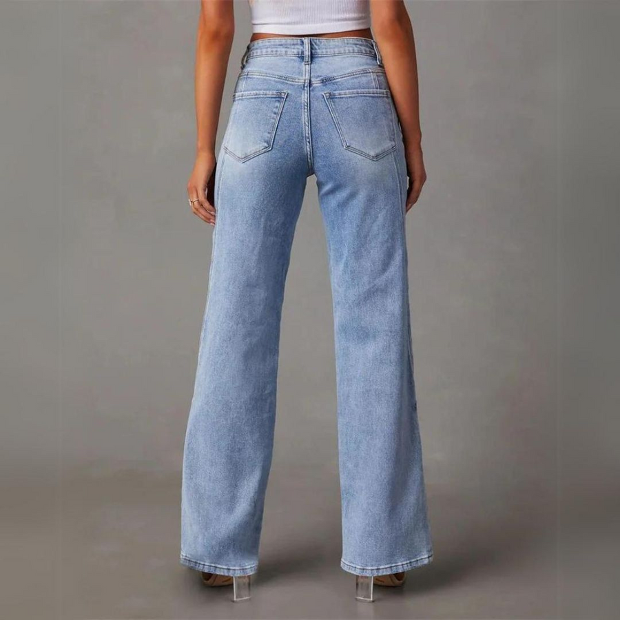Elvarin – Women’s High Waist Wide Leg Vintage Jeans