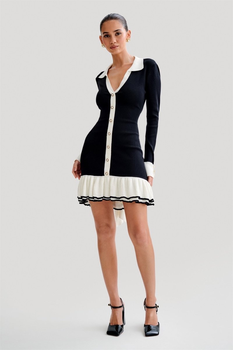 Black & White Mini Dress | Preppy Chic | Elegant & Timeless