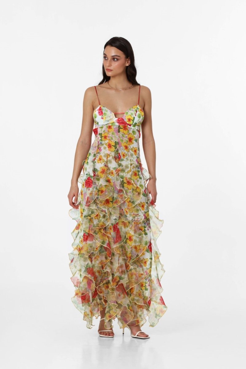 Floral Appliqué Maxi Dress | Strapless | Elegant & Romantic