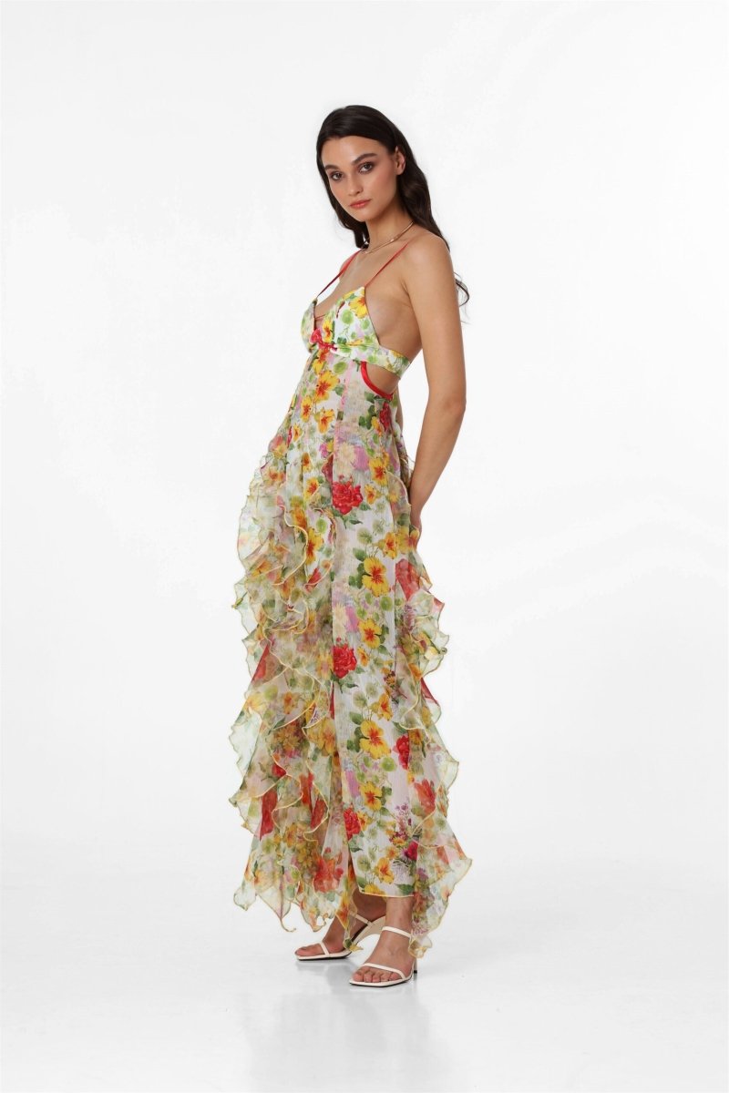 Floral Appliqué Maxi Dress | Strapless | Elegant & Romantic