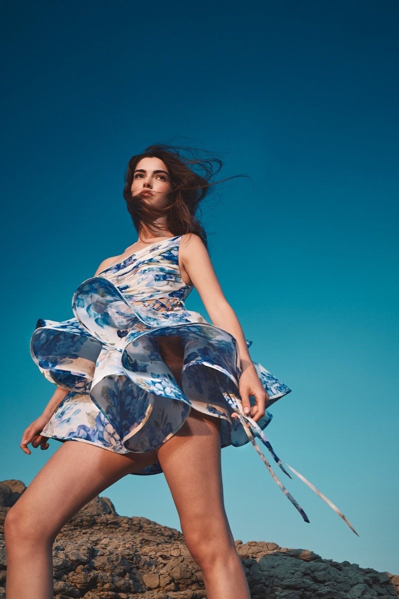 Asymmetrical Ruffle Mini Dress | Bold & Artistic | One-Shoulder Design