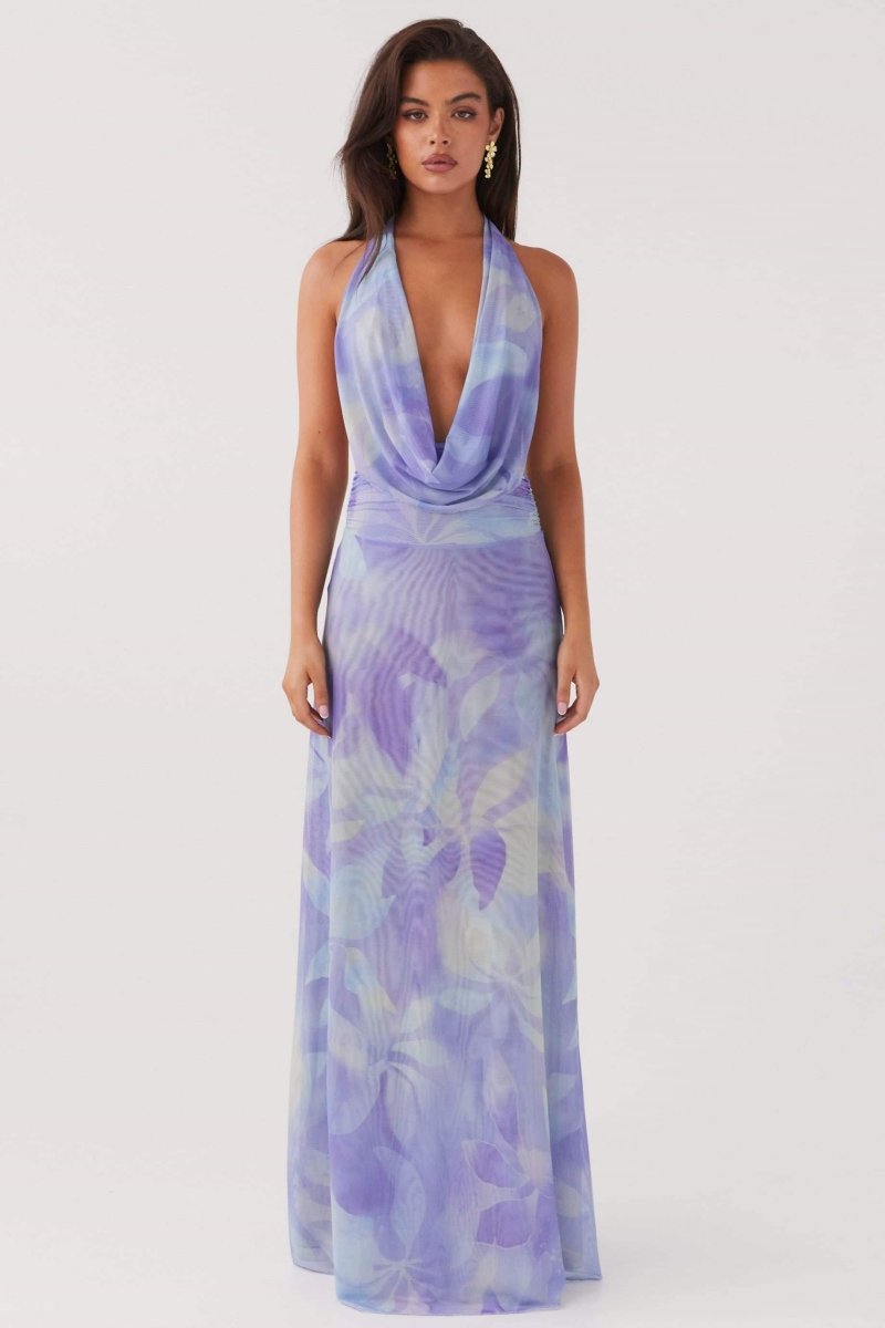 Watercolor Halter Maxi Dress | Flowy & Elegant | Perfect for Summer