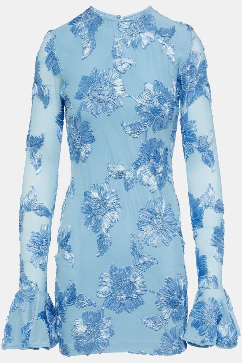 Floral Jacquard Mini Dress | Elegant & Modern | Open Back