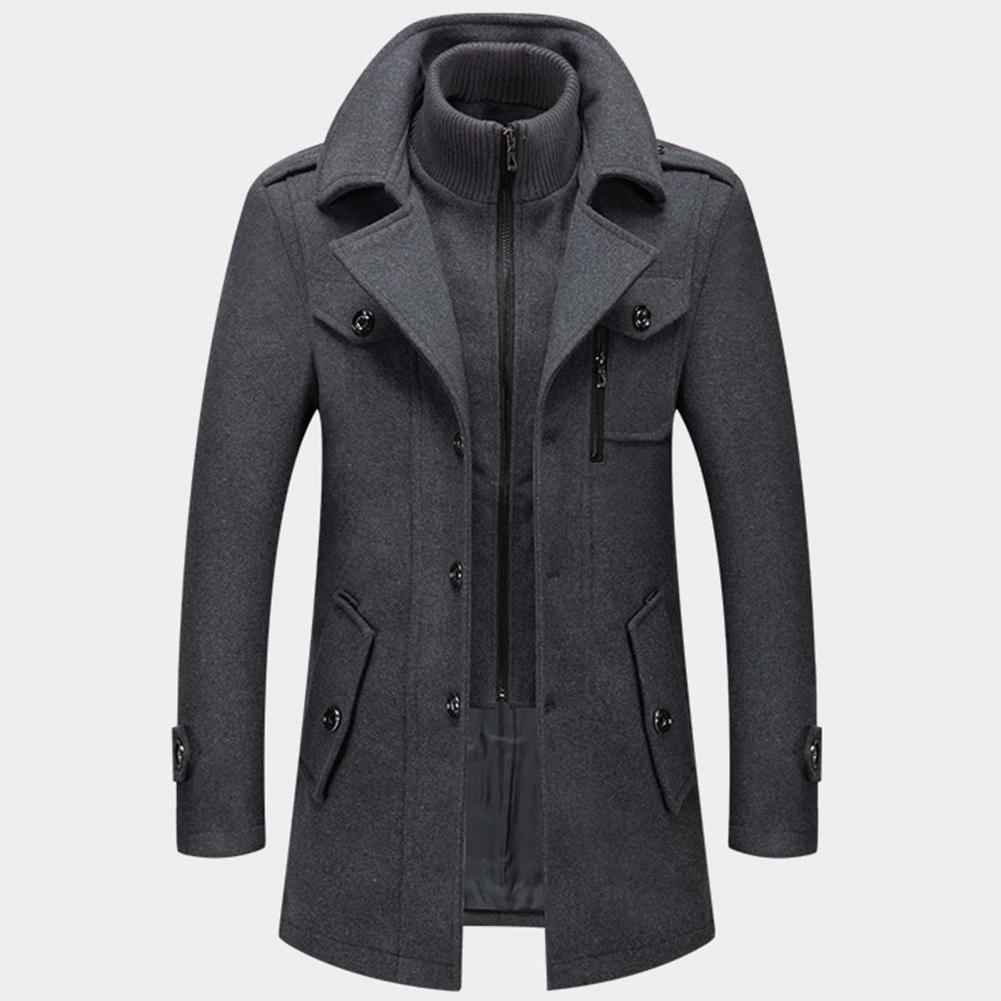 Men's Winter Jacket – Double-Layer Design with High Collar