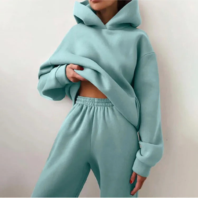 Women’s Hoodie and Jogger Set | Cotton Blend Pullover with Pants