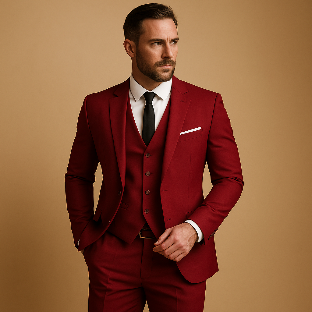 Men’s 3-Piece Suit – Formal Business Wedding Outfit with Blazer, Vest and Trousers
