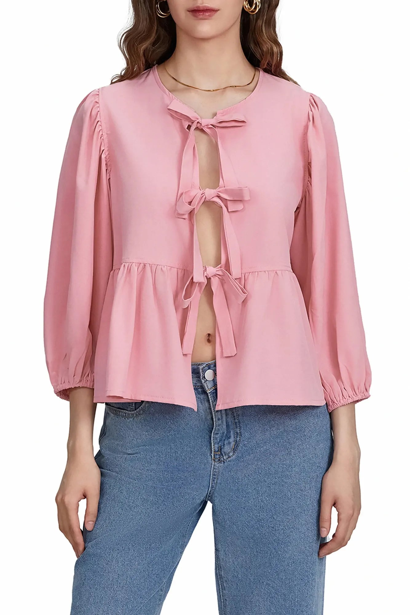 Peplum Blouse | Tie-Front Design | Feminine & Flowy