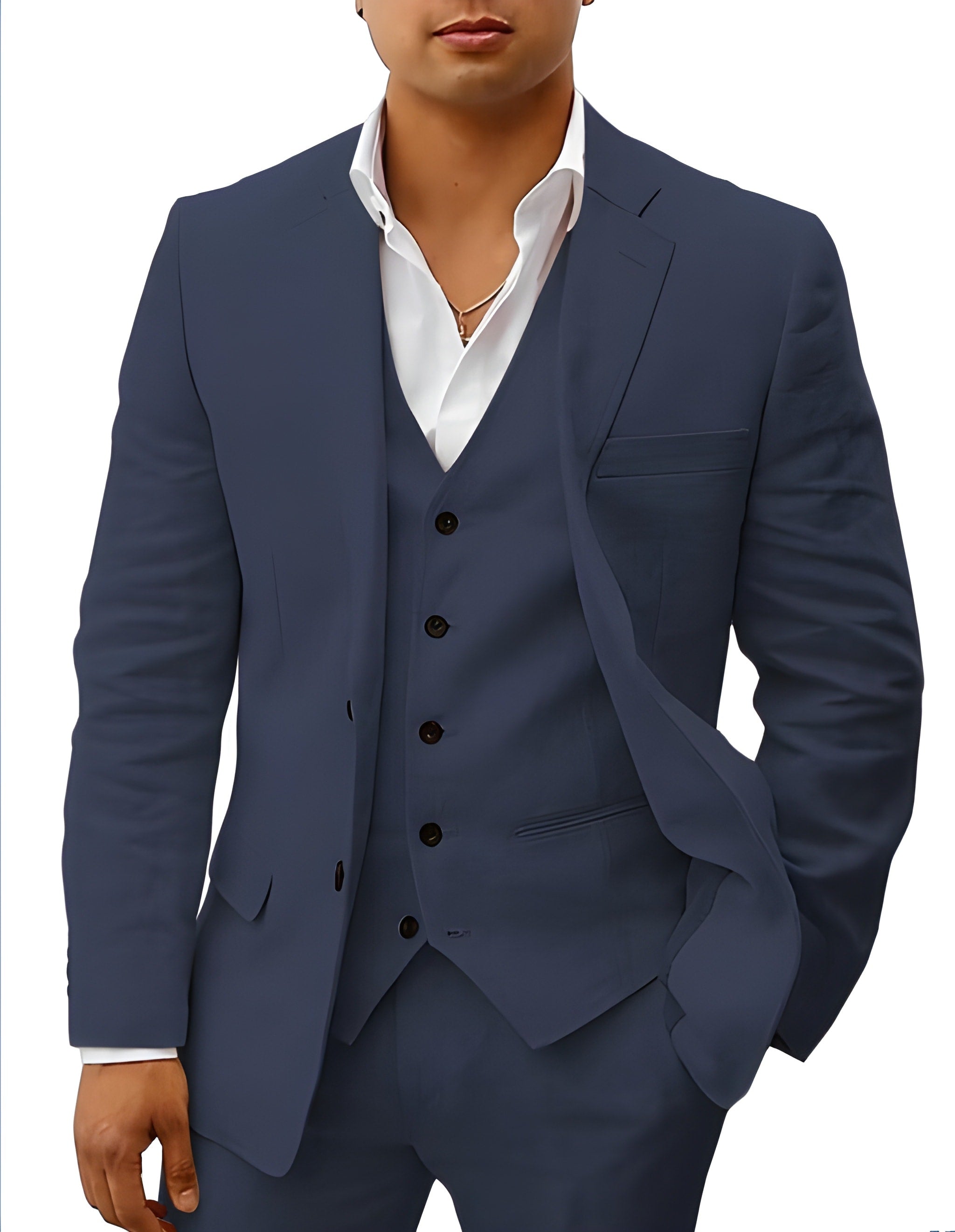Men's three-piece suit with waistcoat, jacket and trousers