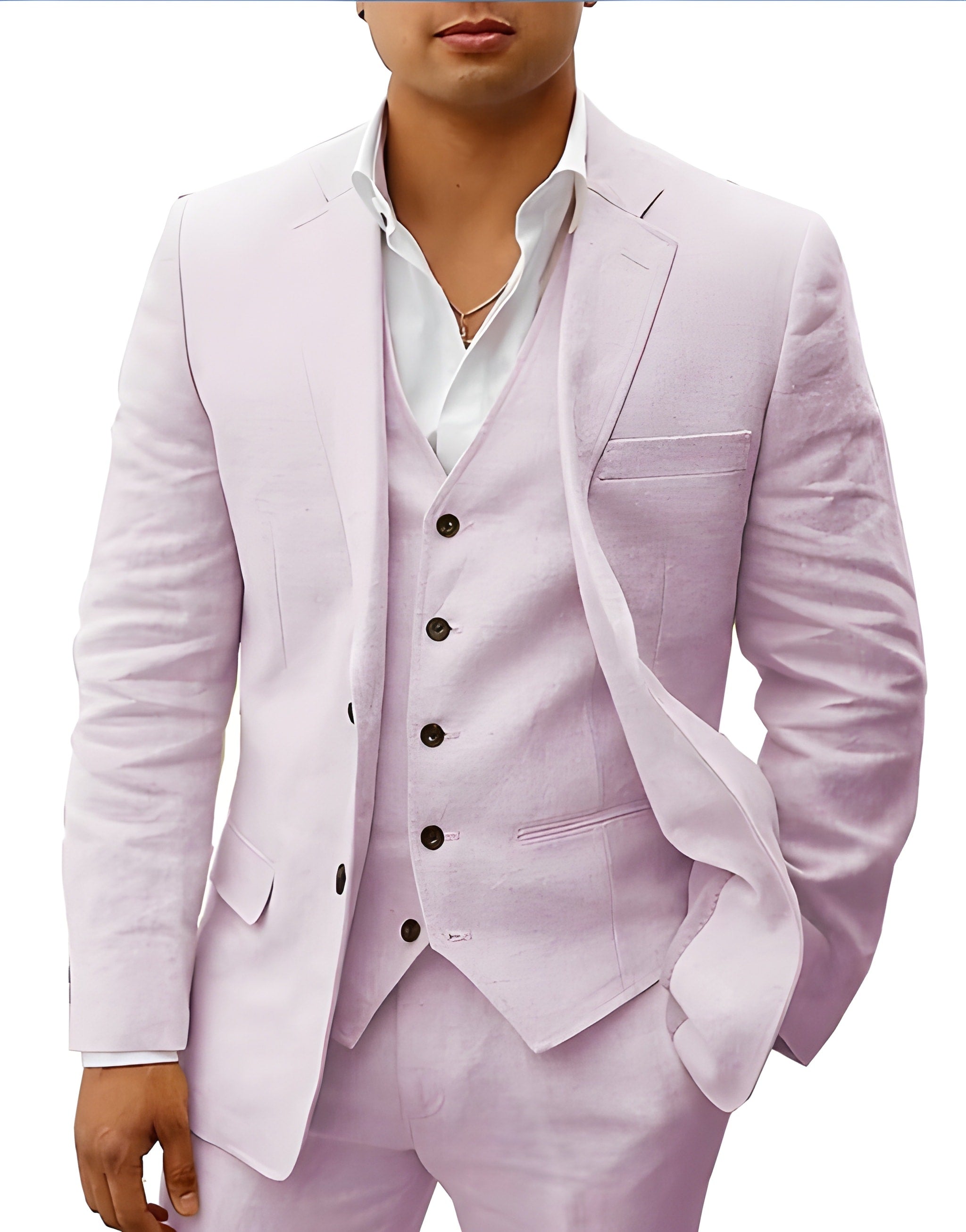 Men's three-piece suit with waistcoat, jacket and trousers
