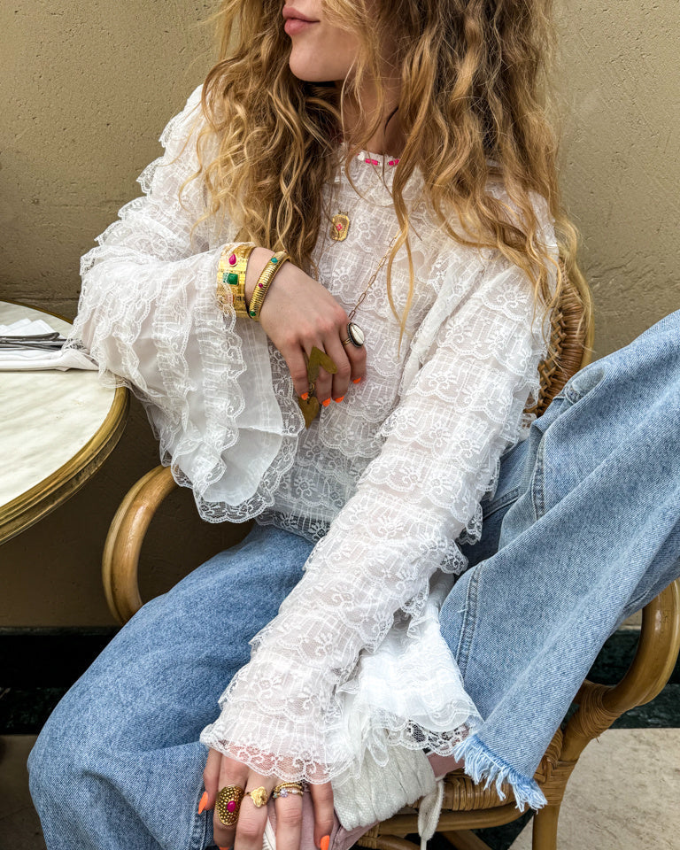 Women’s White Top - Long-Sleeve Blouse