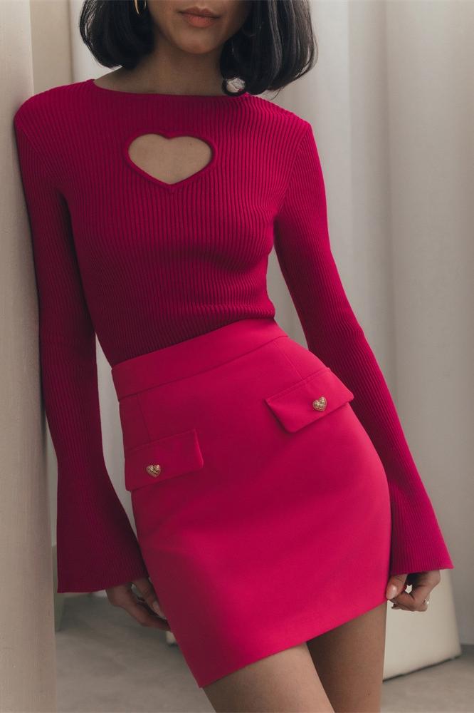 Heart Cutout Top | Long Sleeve | Stretchy & Chic