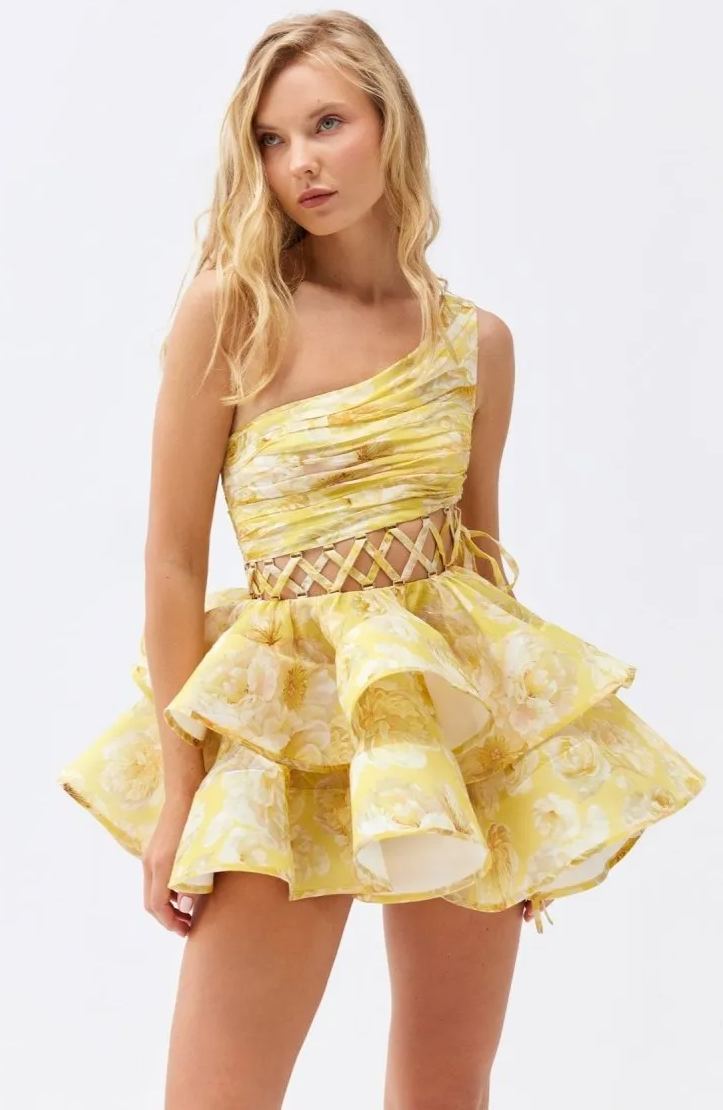 Asymmetrical Ruffle Mini Dress | Bold & Artistic | One-Shoulder Design
