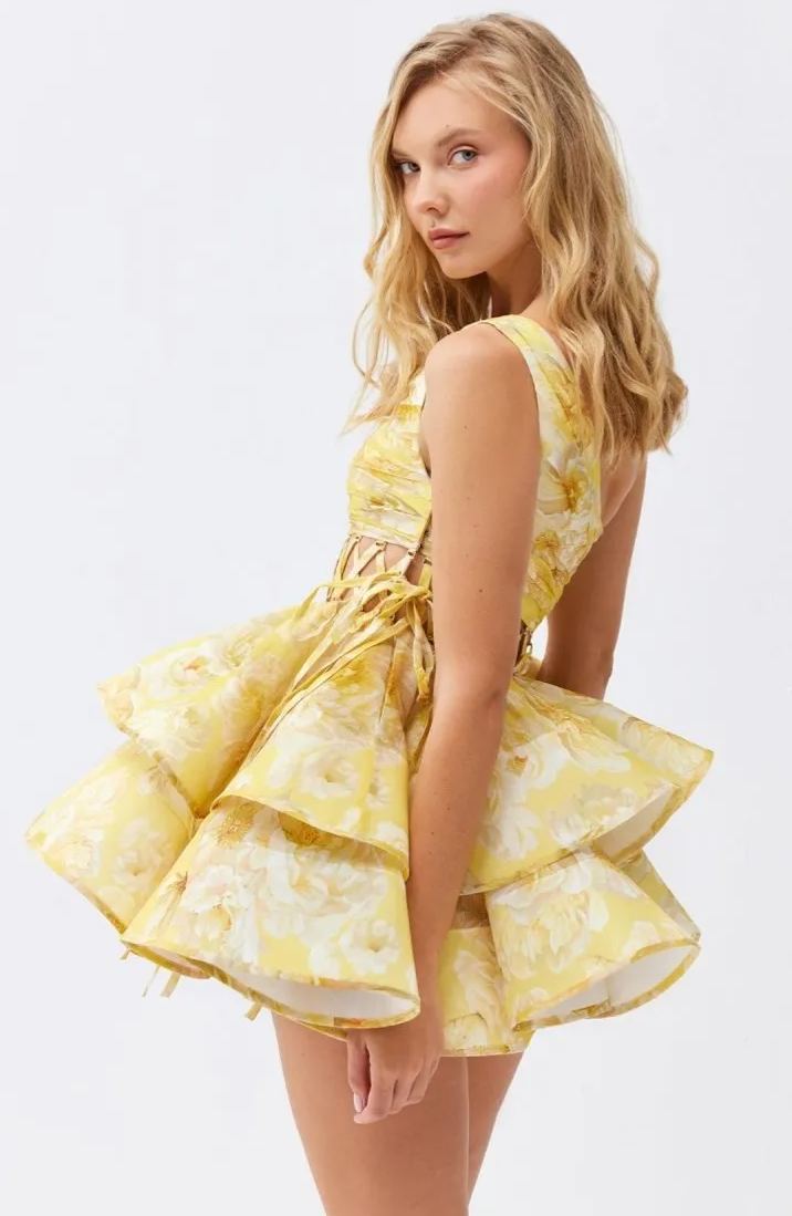 Asymmetrical Ruffle Mini Dress | Bold & Artistic | One-Shoulder Design