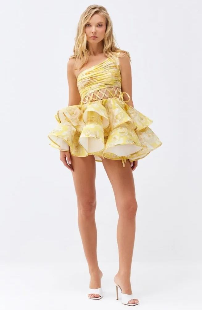 Asymmetrical Ruffle Mini Dress | Bold & Artistic | One-Shoulder Design