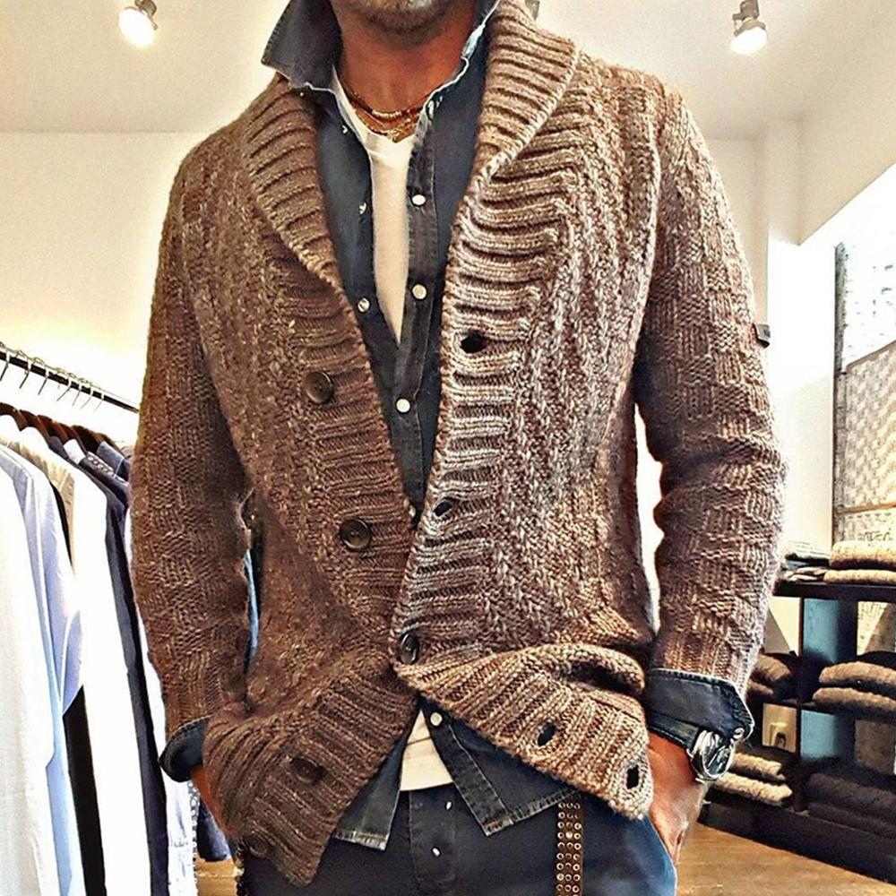 Men's vintage knit jumper | Lapel jacket