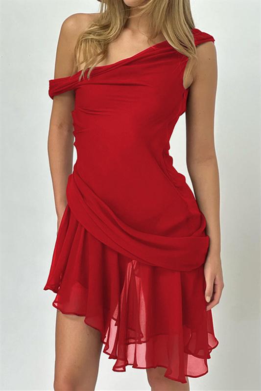 Asymmetrical Off-Shoulder Mini Dress | Elegant & Flowy | Chic & Timeless