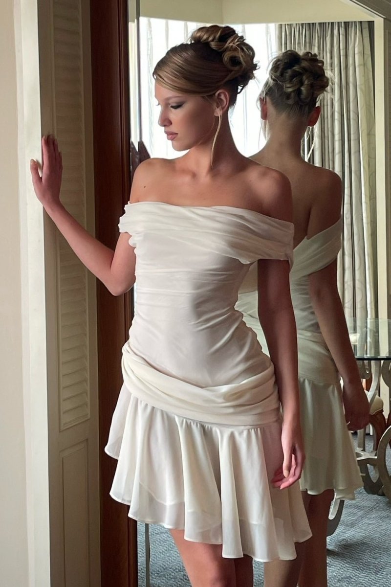 Asymmetrical Off-Shoulder Mini Dress | Elegant & Flowy | Chic & Timeless