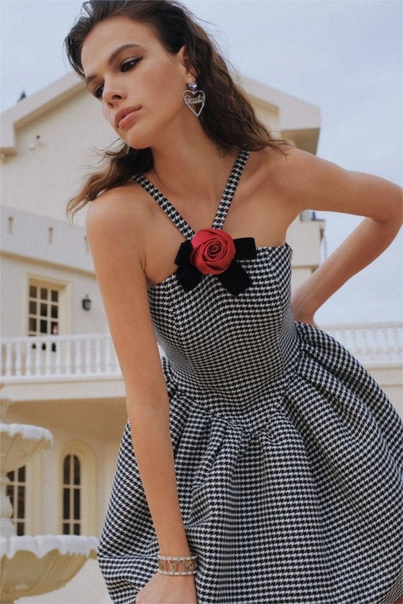 Gingham Bubble Mini Dress | Strapless | Elegant & Playful