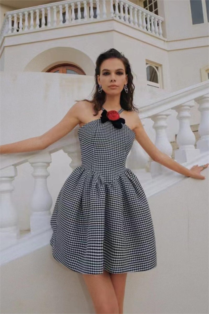 Gingham Bubble Mini Dress | Strapless | Elegant & Playful