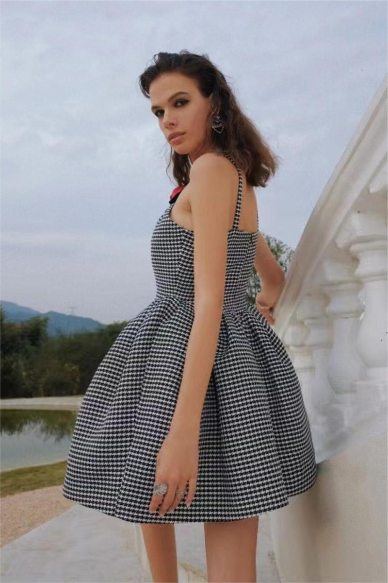 Gingham Bubble Mini Dress | Strapless | Elegant & Playful