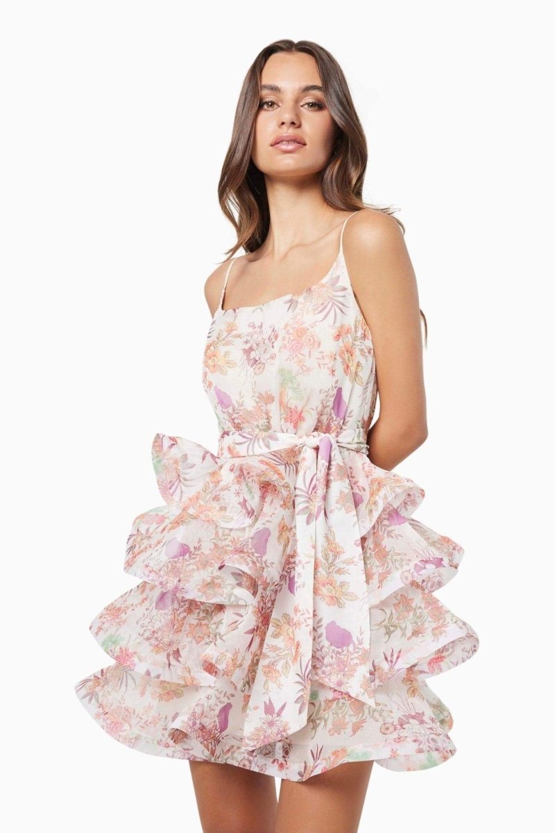 Floral Ruffle Mini Dress | Strapless | Elegant & Feminine