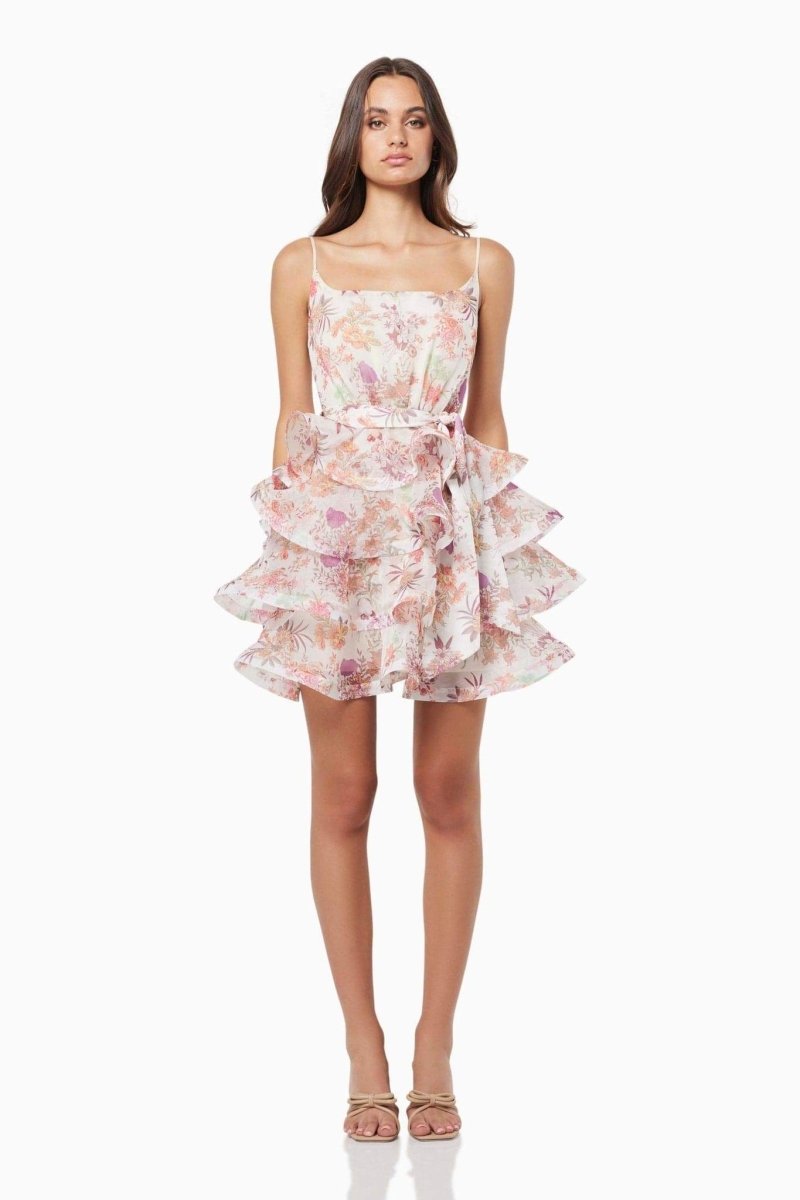 Floral Ruffle Mini Dress | Strapless | Elegant & Feminine