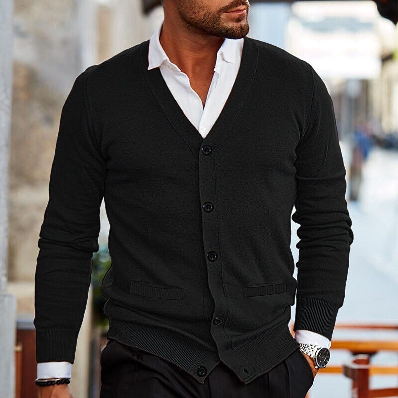 Men’s Knit Vest - Button-Front Long Sleeve Cardigan