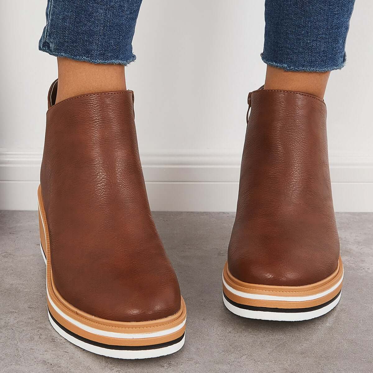 Avrielle – Womens Platform Ankle Boots With Zip