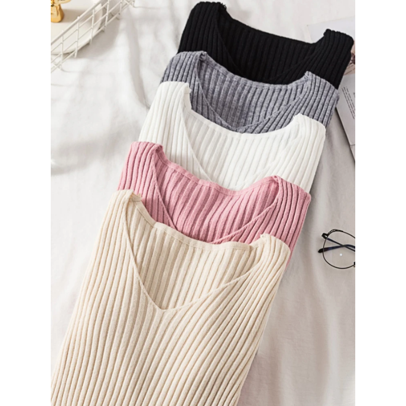 Ariel – Womens Slim Fit Ribbed V Neck Jumper