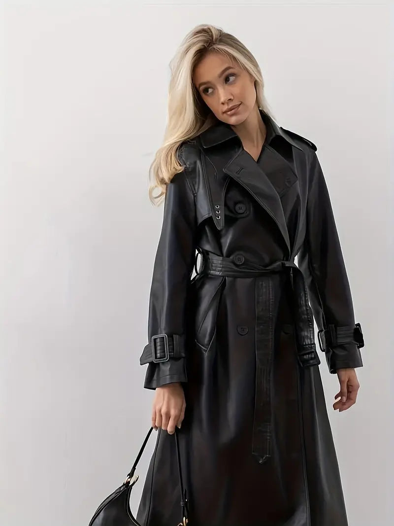 Women's Trench Coat - Long Style Waist Belt