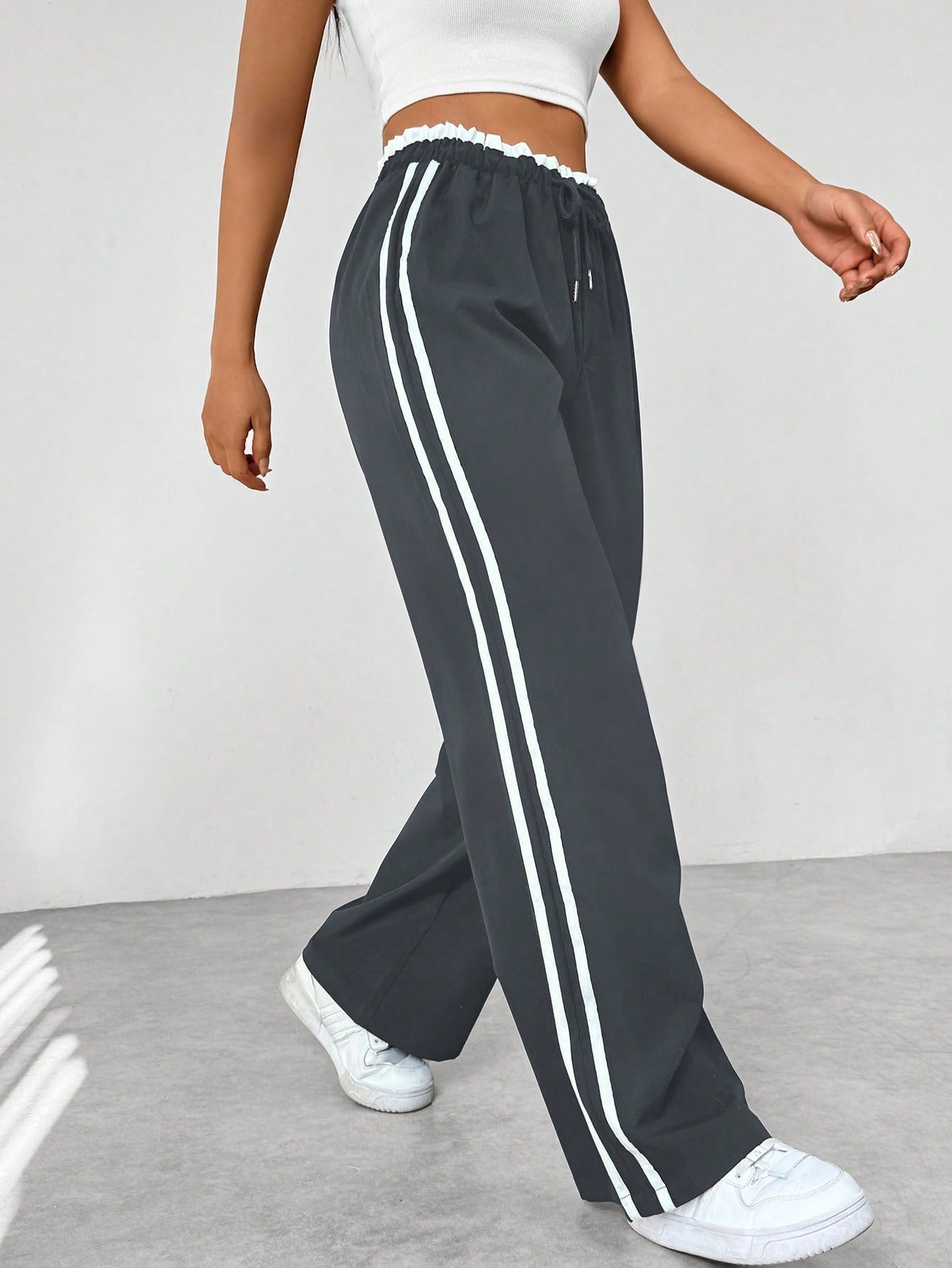 Women’s Wide-Leg Trousers - Full-Length Sports Design
