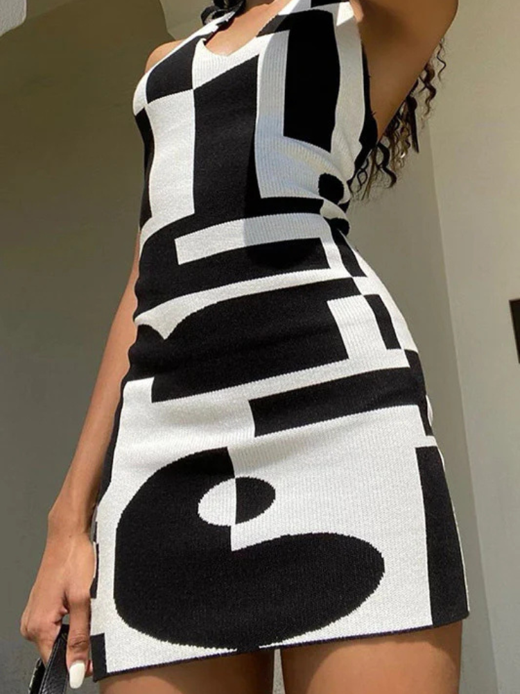 Zuri | Women’s Knit Halterneck Mini Dress | Bold & Backless