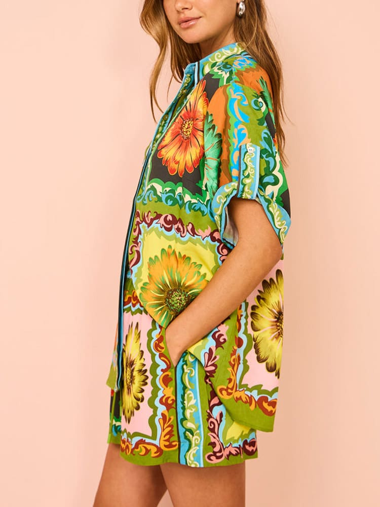 Amira | Women’s Satin Shorts | Printed & Elastic Waist