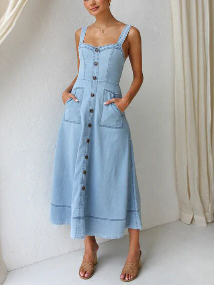 Daphne | Women’s Denim Dress | Mid-Length Adjustable