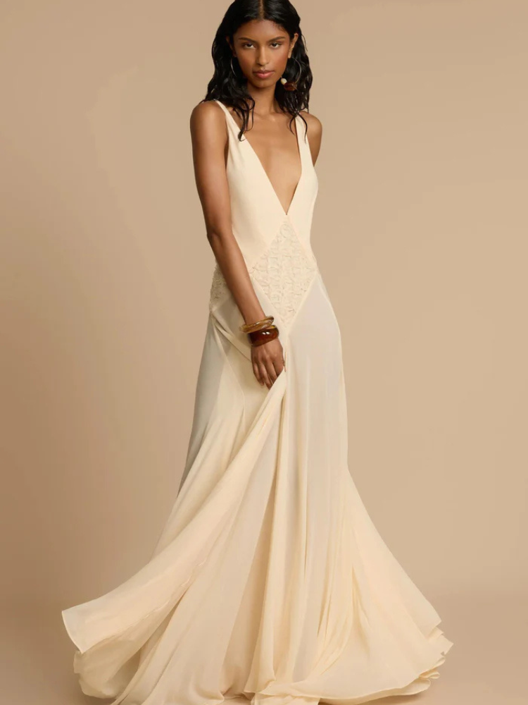 Lyra | Women’s Plunging Maxi Dress | Flowing