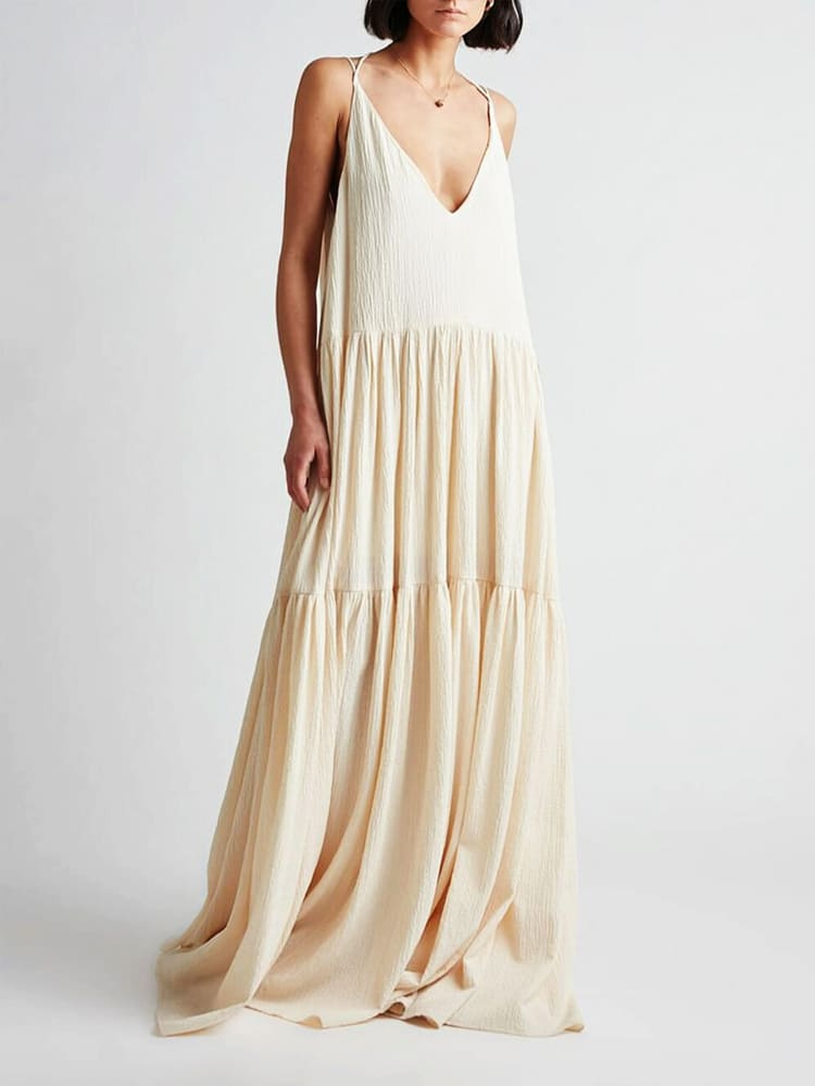 Isla | Women’s Pleated Maxi Dress | Asymmetrical Elegance