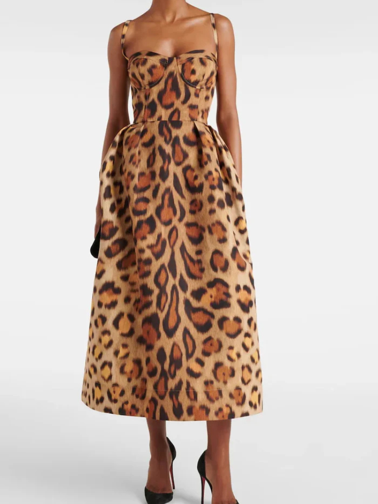 Raya | Women’s Animal-Print Midi Dress | Bustier & Bold