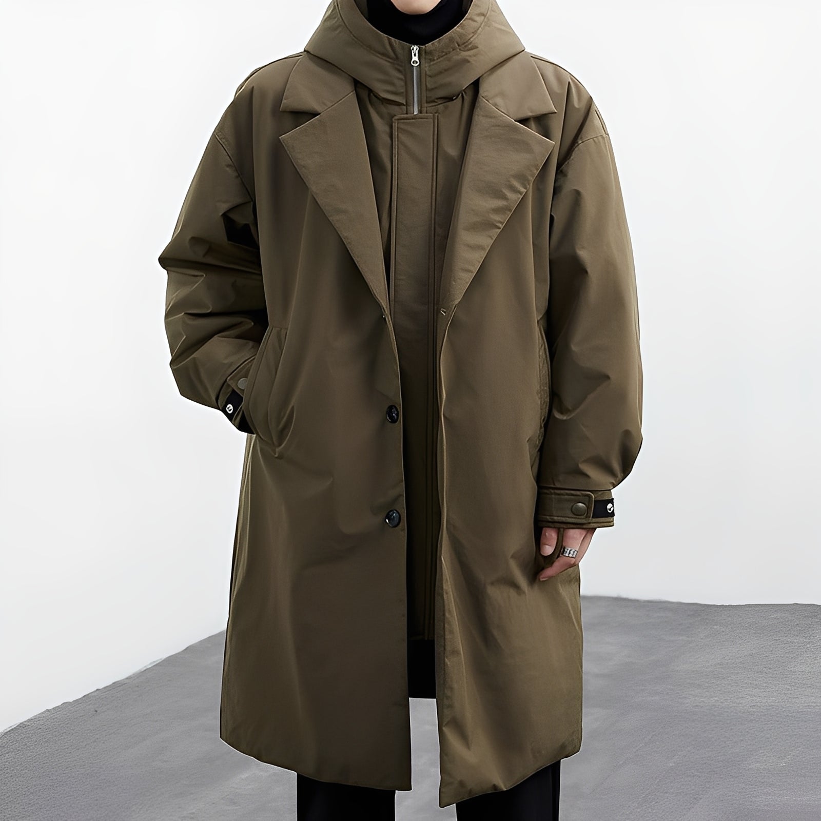 Jorven – Men’s Long Hooded Trench Coat
