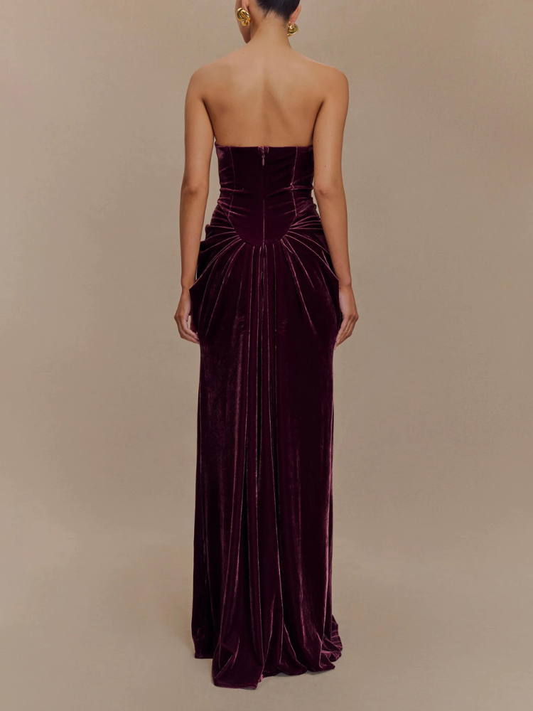 Selene | Women’s Velvet Maxi Dress | Strapless & Corset Waist