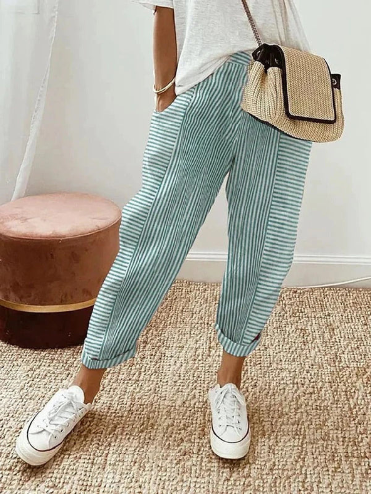 Nina | Women’s Relax Pants | Striped Cotton