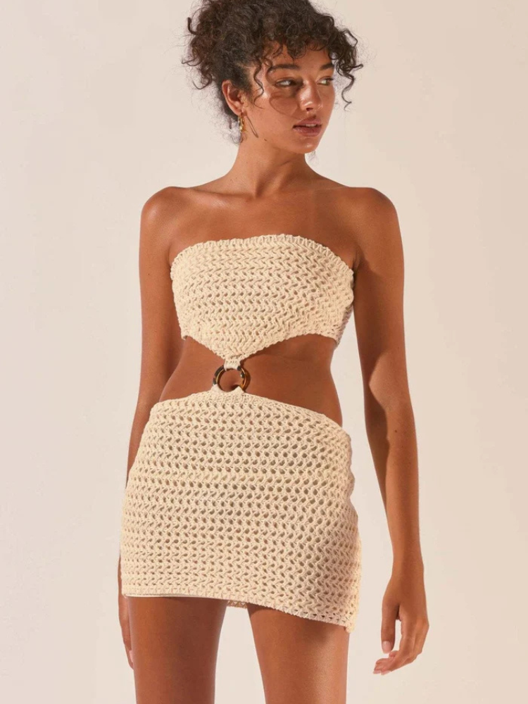 Naya | Women’s Crochet Mini Dress | Strapless & Cut-Out