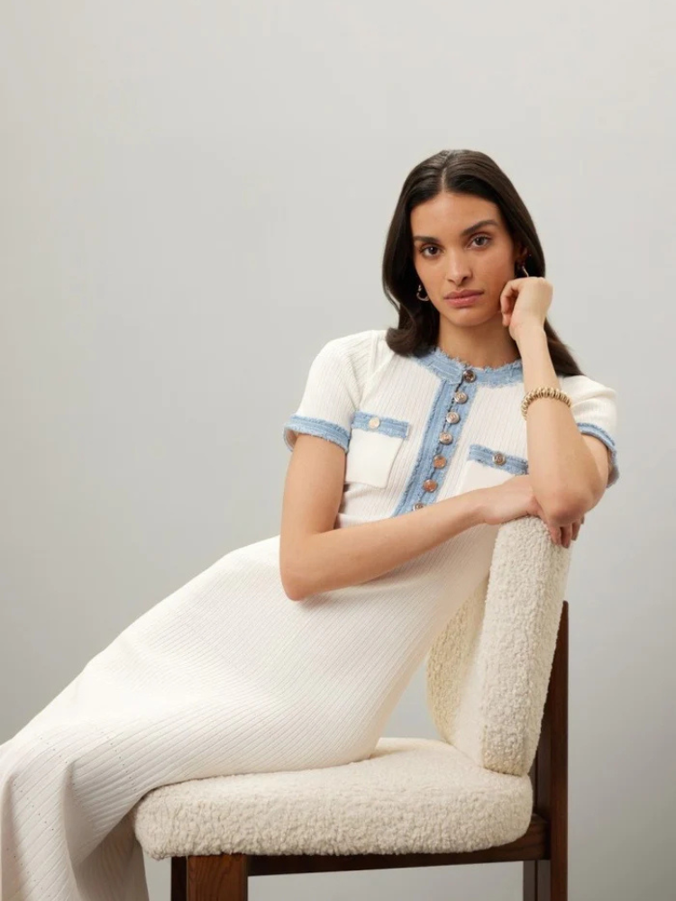 June | Women’s Shirt Dress | Knit Midi Round Neck