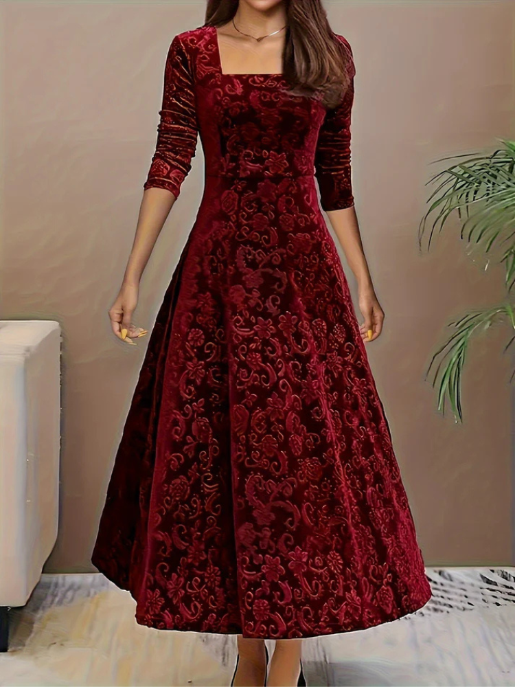Vivienne | Women’s Velvet Formal Dress | Floral & Sophisticated