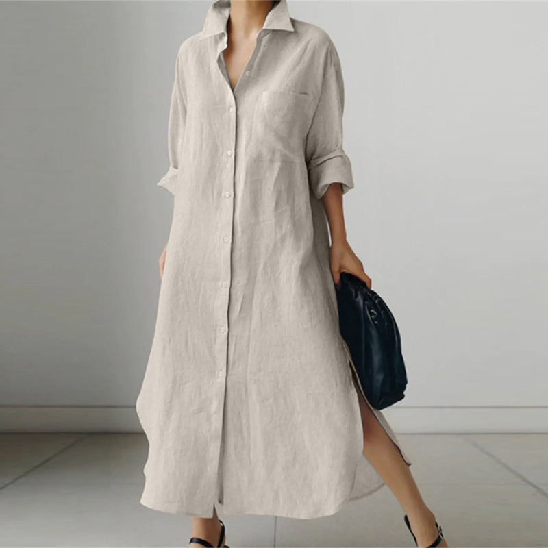 Anya | Women's Lightweight Shirt Dress | Maxi