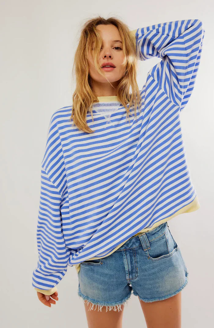 Women’s Jumper - Striped Knit Loose Crew Neck